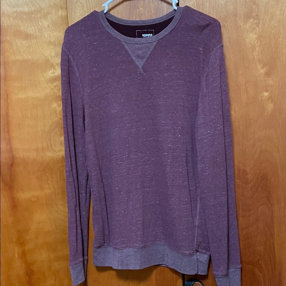 Sonoma Men's Burgundy Crewneck Lightweight Sweatshirt
